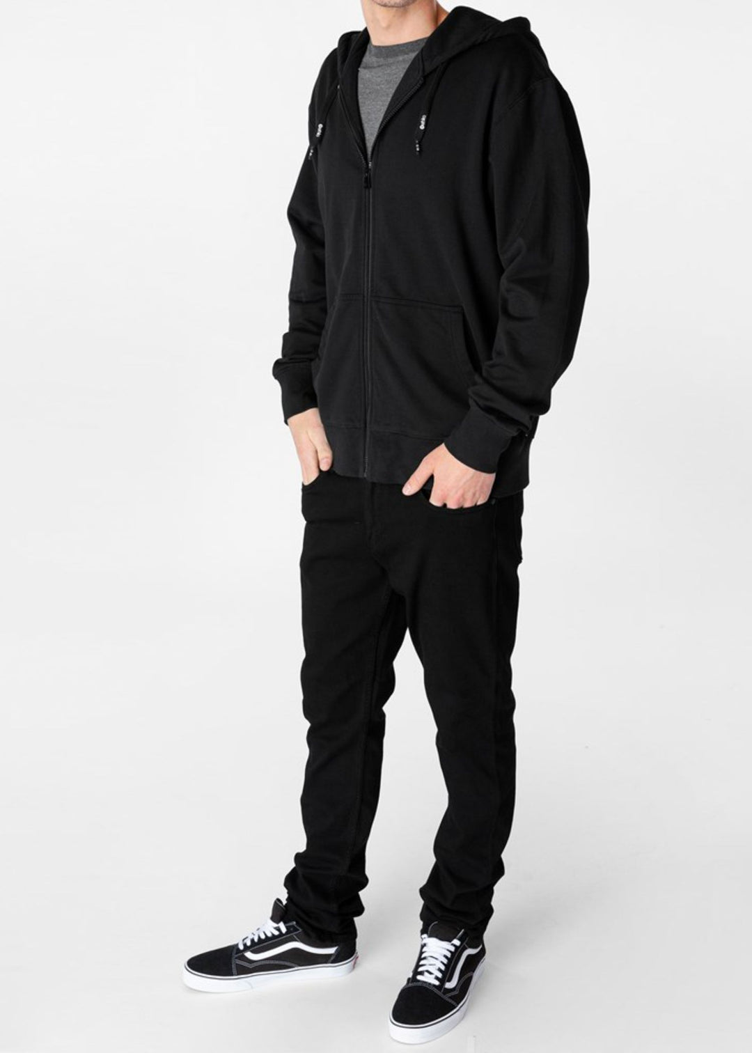 Mens Zip Hoodie - Solid Black