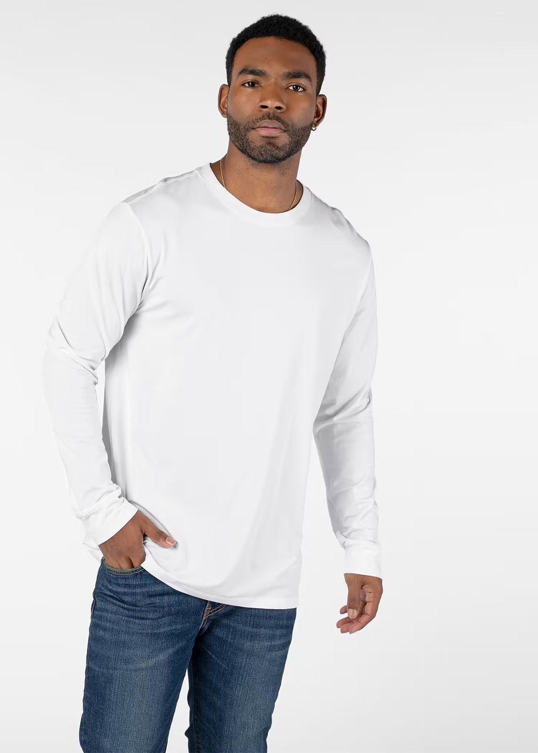 Mens Slim Modal Long Sleeve Tee - White