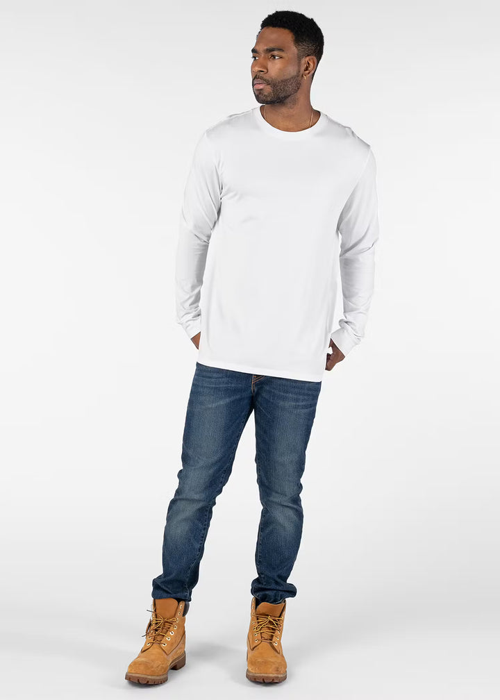 Mens Slim Modal Long Sleeve Tee - White