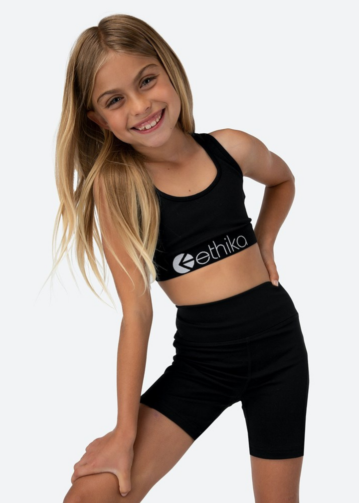 Girls Black Biker Shorts