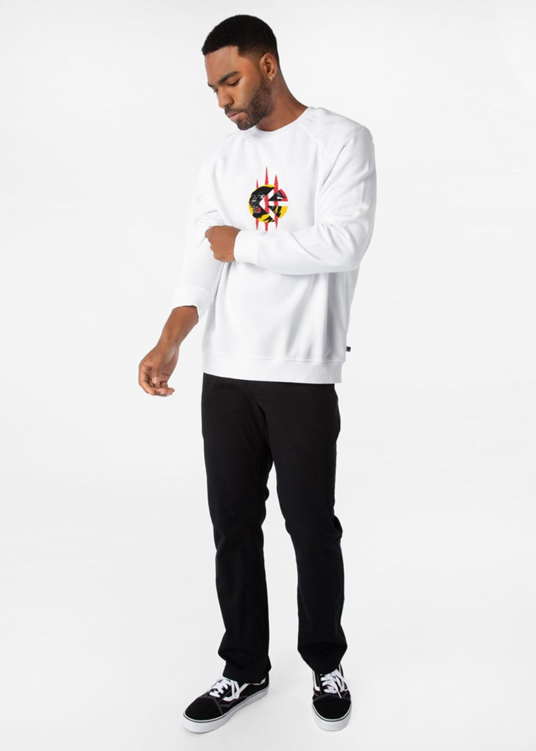 Mens Quick Strike Crew Neck Fleece - White