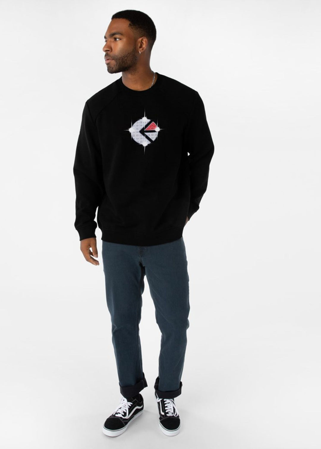 Mens Familie Trophy Crew Neck Fleece - Black