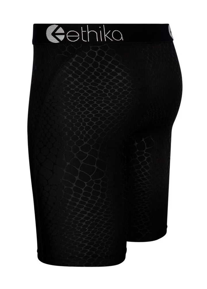 Mens Python Embossed Black Staple