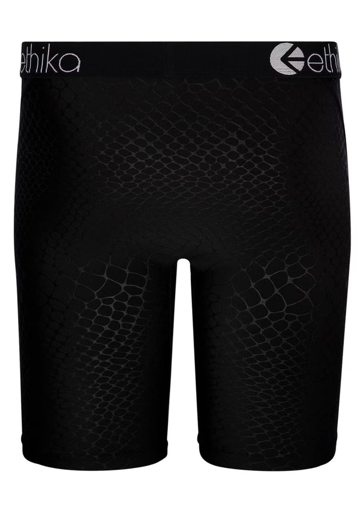 Mens Python Embossed Black Staple