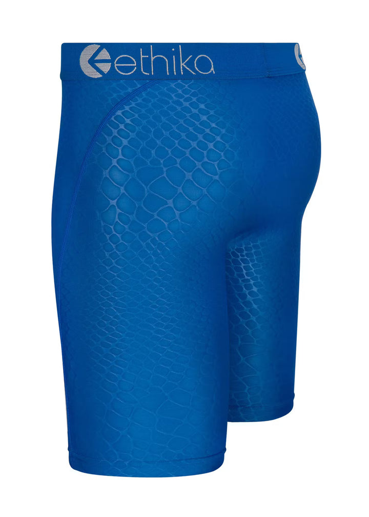 Mens Python Embossed Blue Staple