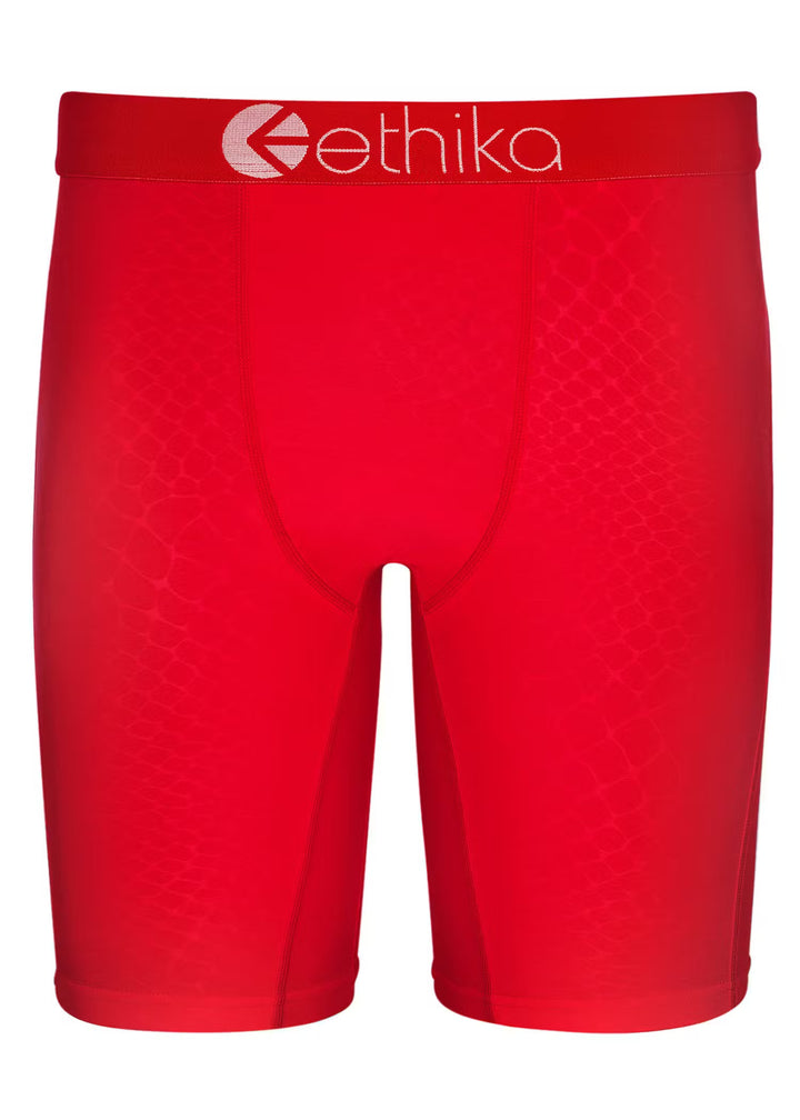 Mens Python Embossed Red Staple