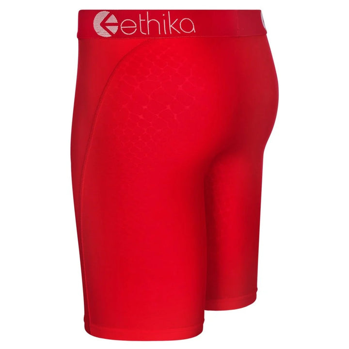 Mens Python Embossed Red Staple