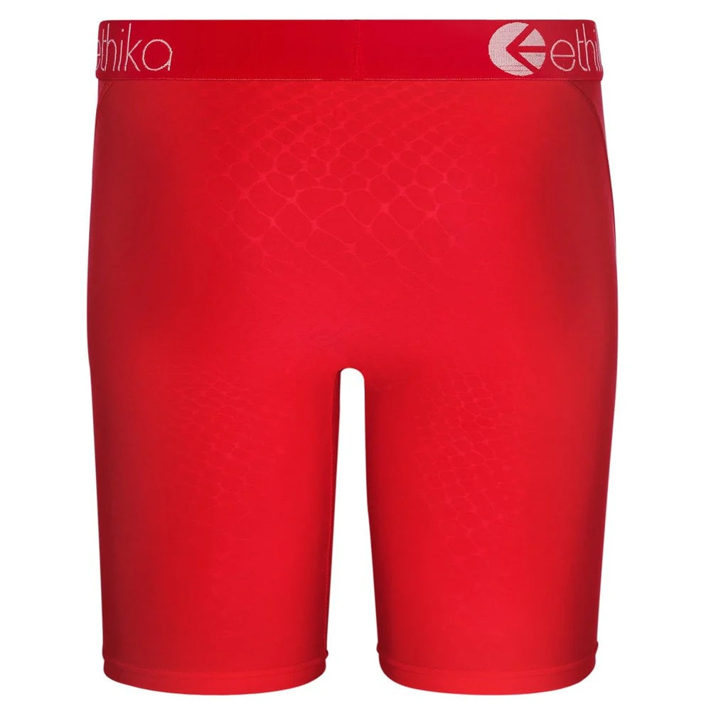 Mens Python Embossed Red Staple