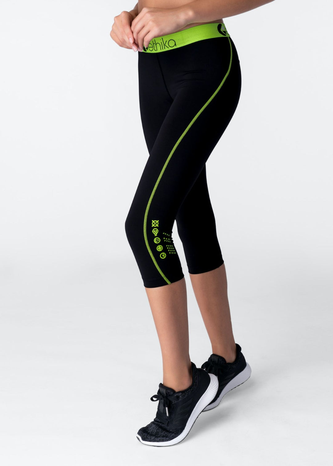 Womens Subzero Green/Black 3/4 Tights