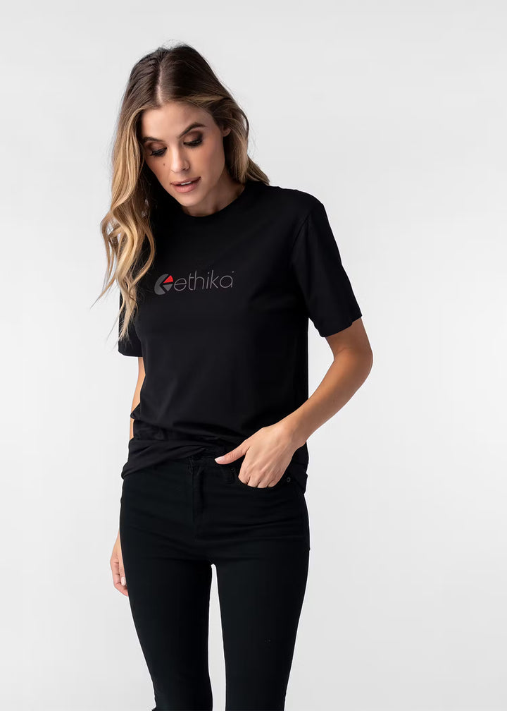 Womens Matte Modal Logo Tee Black