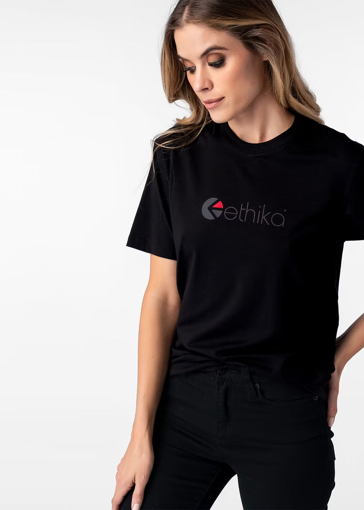 Womens Matte Modal Logo Tee Black