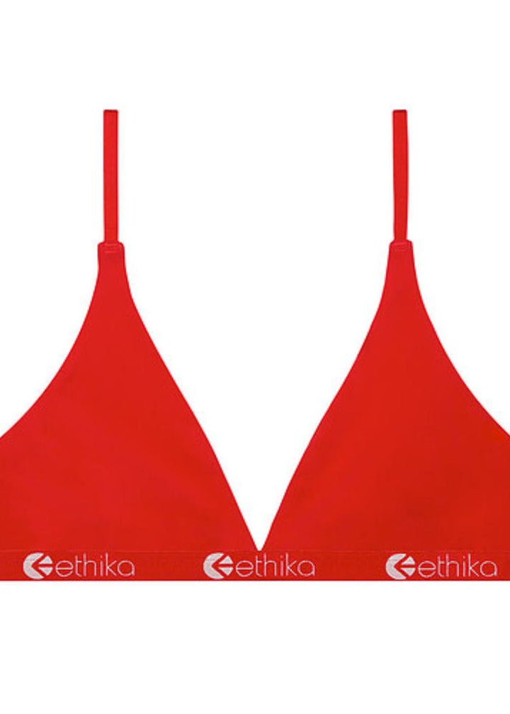Womens Red Nylon Triangle Bra