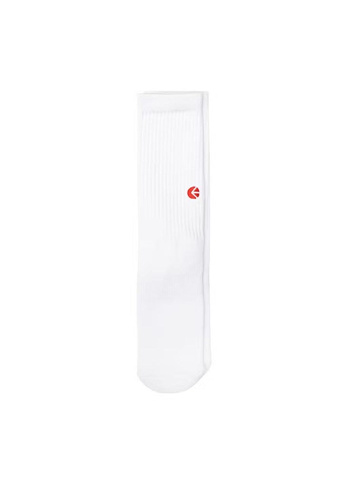 Boys White Crew Sock - Red Logo