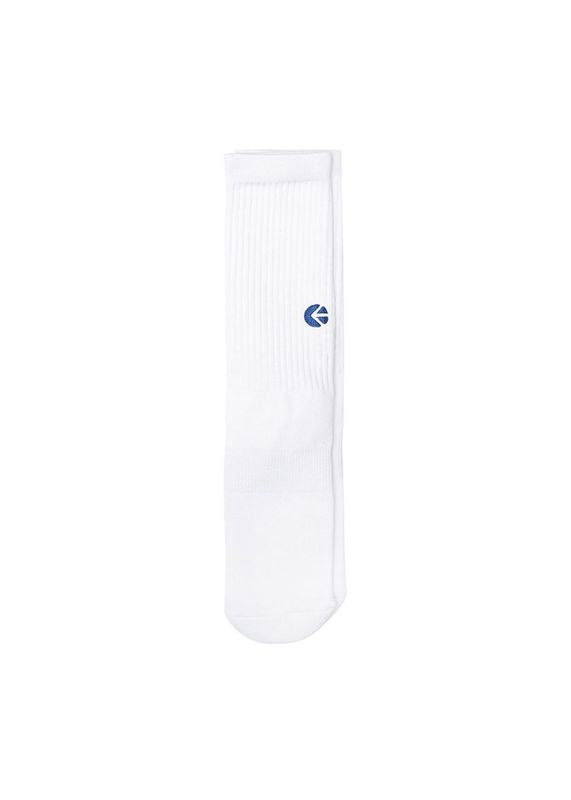 Boys White Crew Sock - Blue Logo