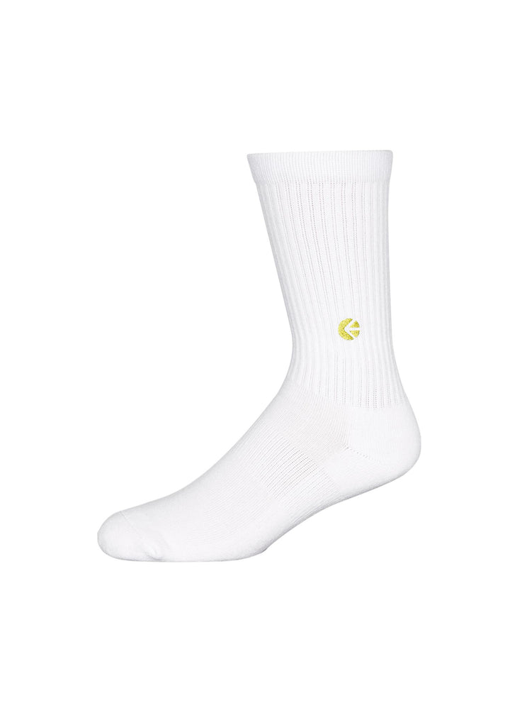 Boys White Crew Sock - Yellow Logo