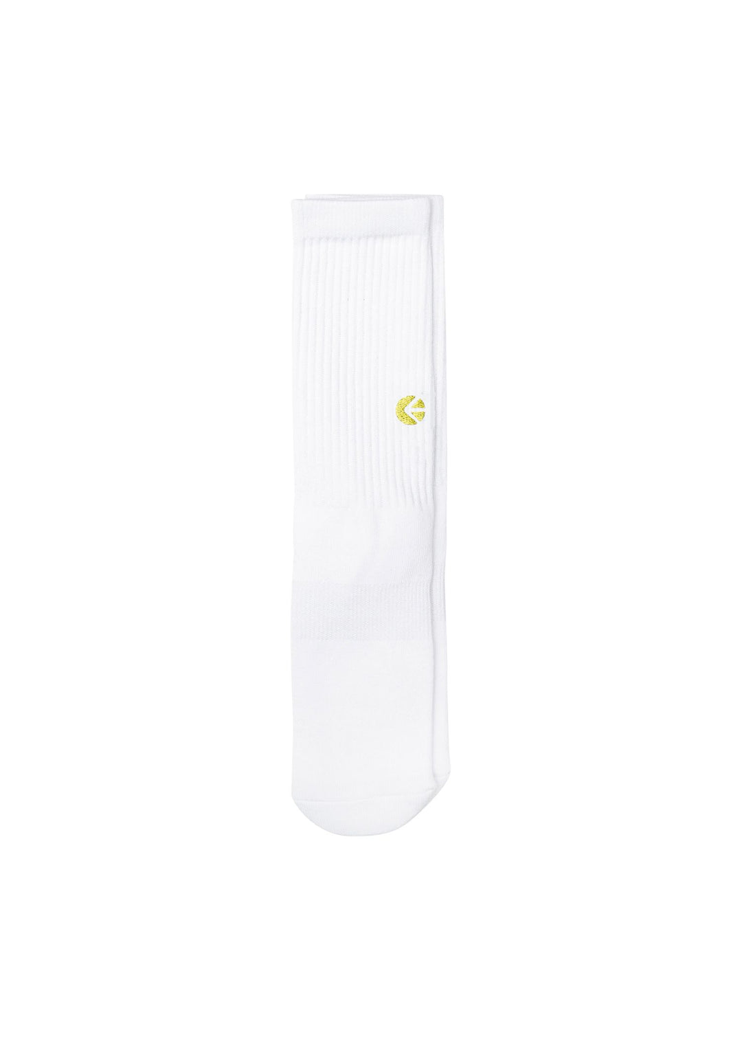 Boys White Crew Sock - Yellow Logo