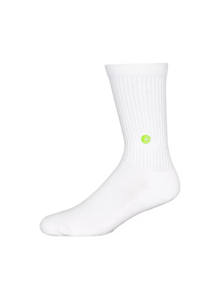 Boys White Crew Sock - Flo Green Logo