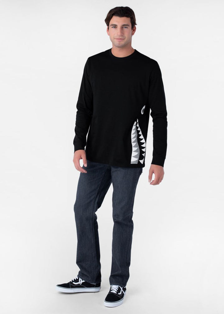 Mens Bomber B&W Longsleeve Tee - Black