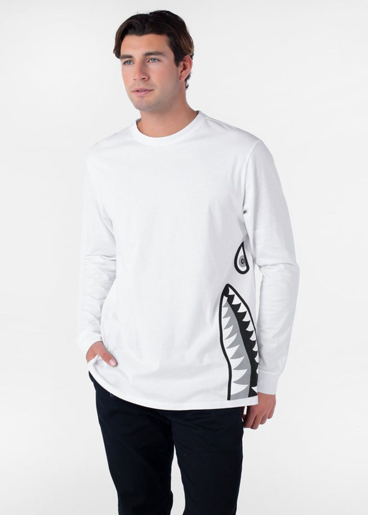 Mens Bomber B&W Longsleeve Tee - White