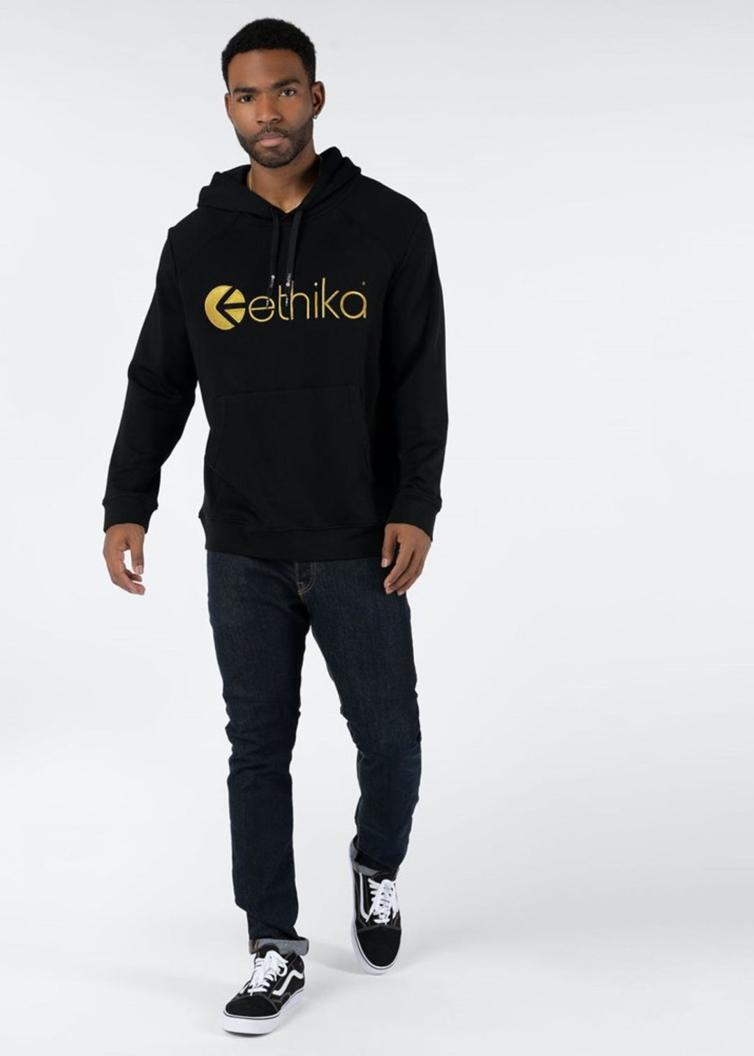 Mens Embroidered Hoodie - Gold