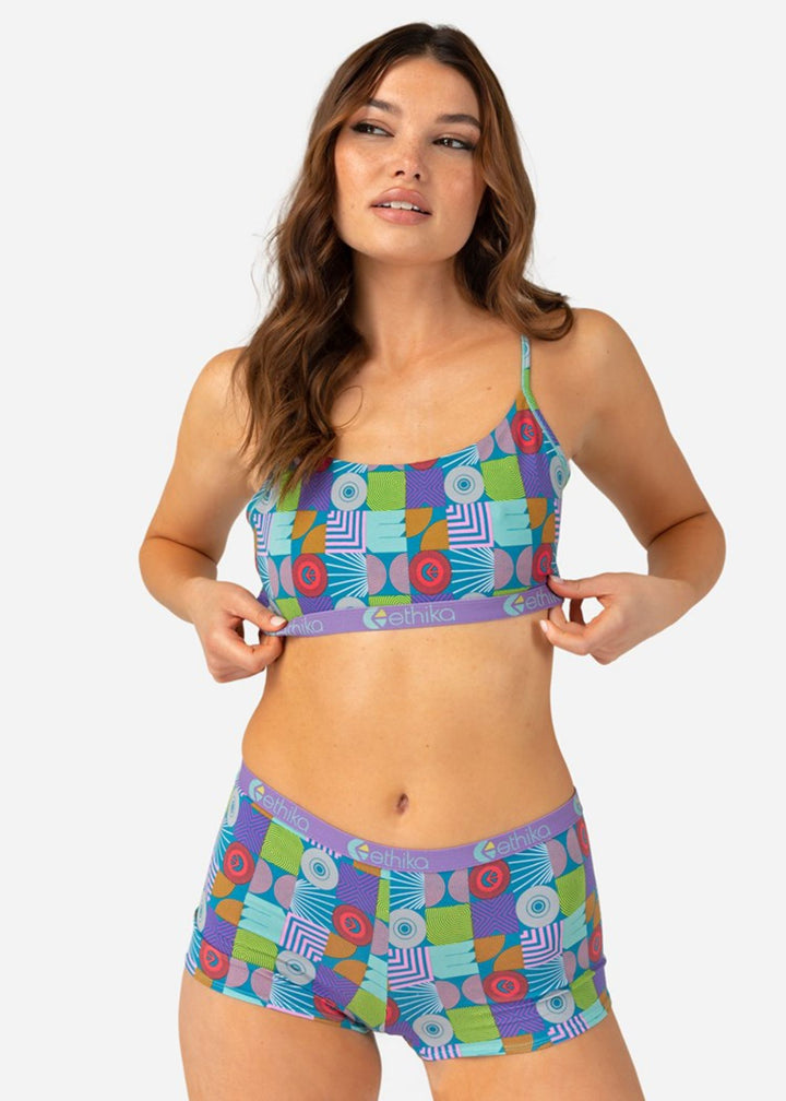 Abstract Gathering Pull Over Bra