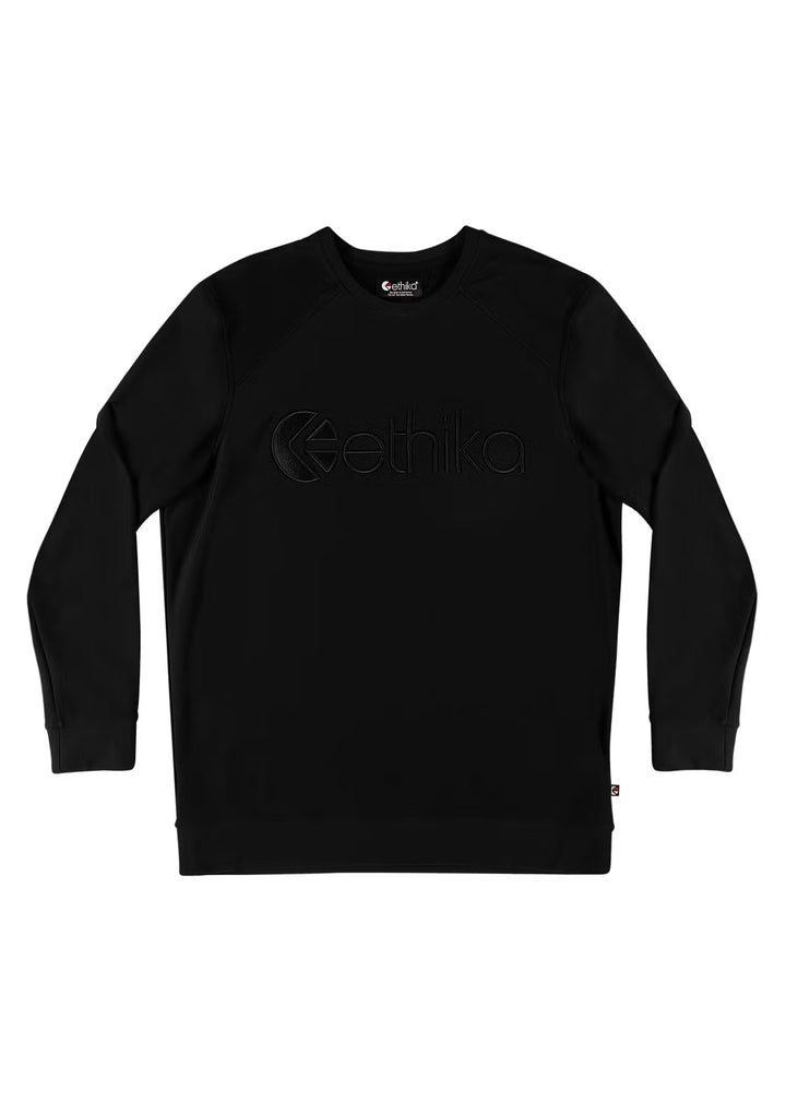 Womens Premium Embroidered Crew Neck - Black