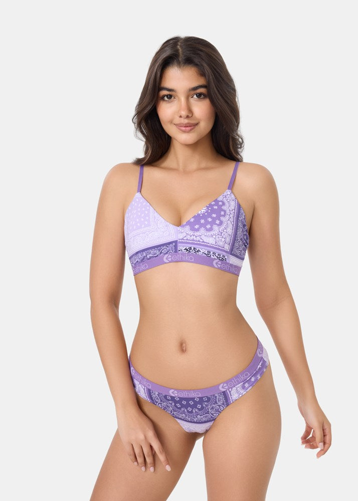 Womens Muted Motifs V-Neck Bra