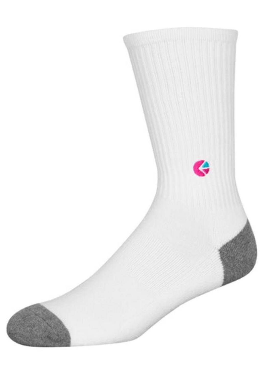 White Crew Socks - Pink Logo