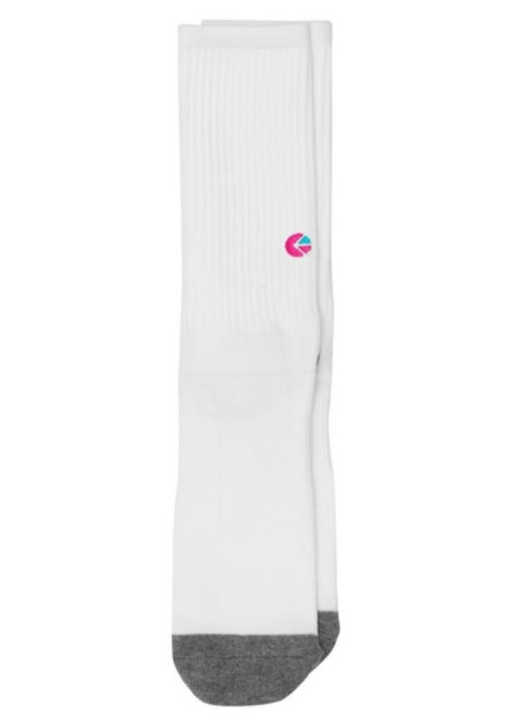 White Crew Socks - Pink Logo