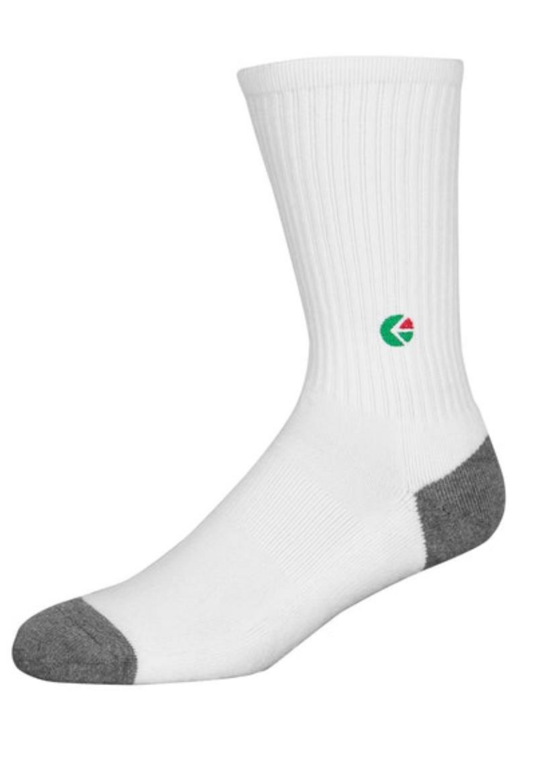 White Crew Socks - Green Logo