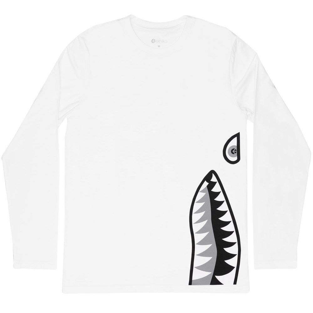 Mens Bomber B&W Longsleeve Tee - White